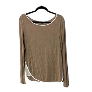 Anthropologie Bordeaux Women's Long Sleeve Brown & White Sweater Top Size M GUC